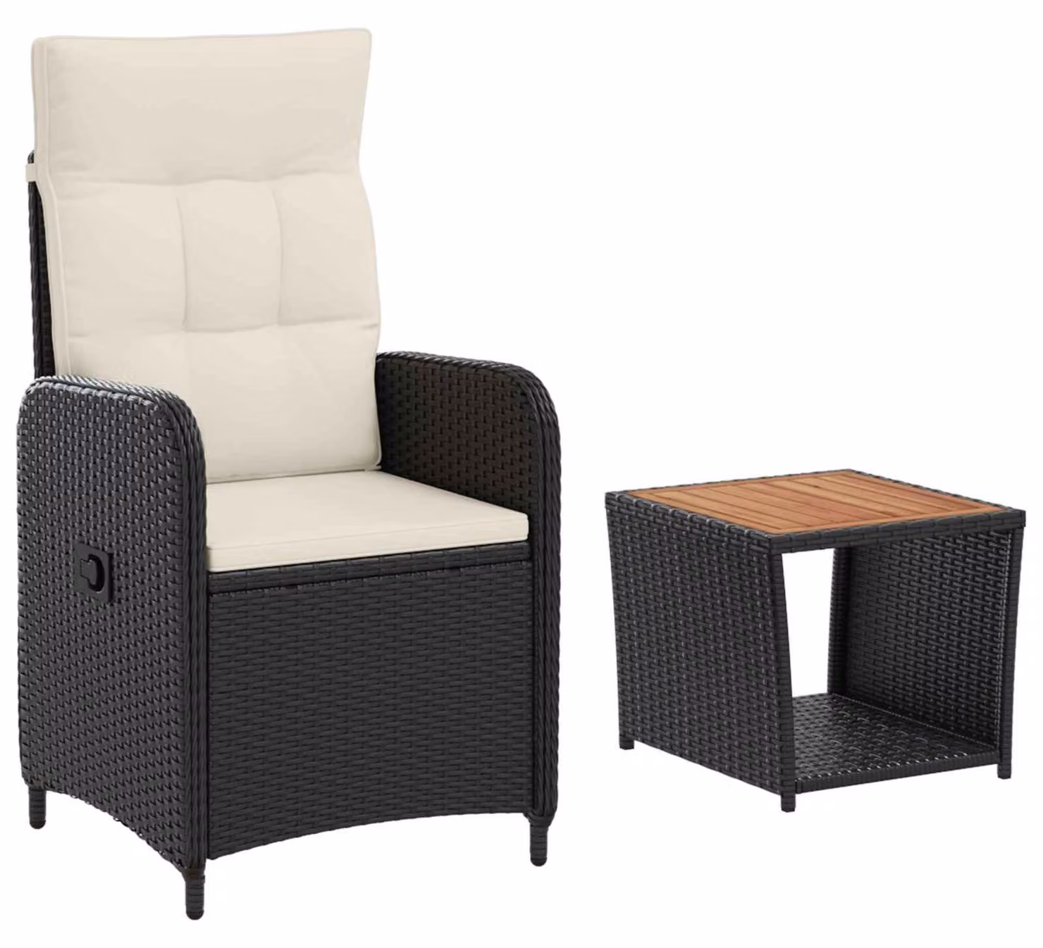 Set da salotto per giardino, composto da 2 pezzi, colore nero e crema