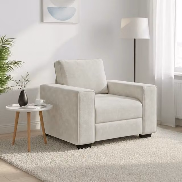 Poltrona Lounge moderna vidaXL in velluto beige con braccioli L/P/H: 100 x 77 x 82 cm