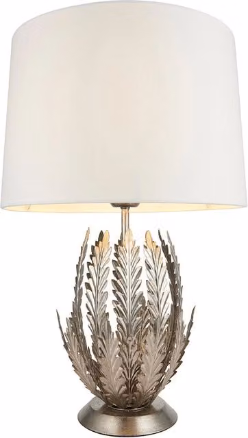Lampada tavolo Art Déco argento foglie E27 Endon Delphine