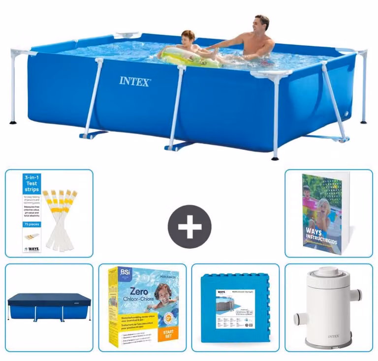 Piscina fuori terra rettangolare - 260x160x65 cm - composta da 5 elementi, modello S102