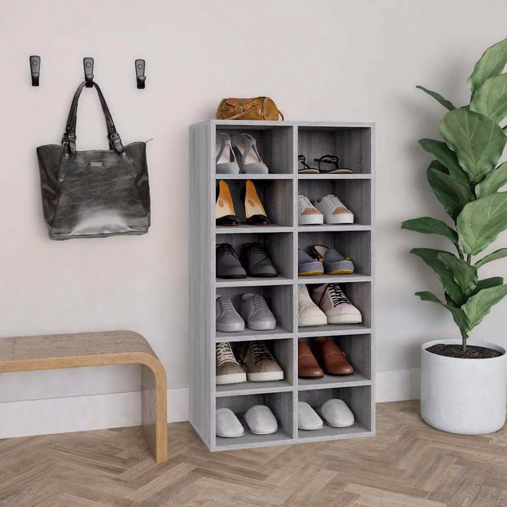 Scarpiera moderna vidaXL in legno multistrato Grigio Sonoma L: 54 cm, P: 34 cm, H: 100,5 cm