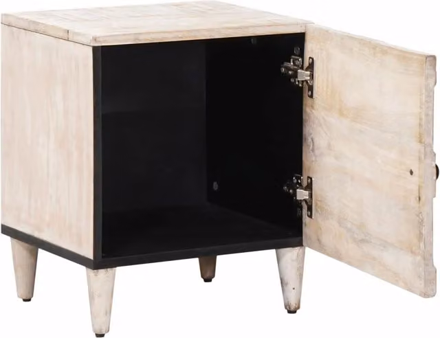 Set di 2 Armadi da Notte Moderni vidaXL in Legno di Mango Bianco L: 40 cm, P: 33,5 cm, H: 46 cm