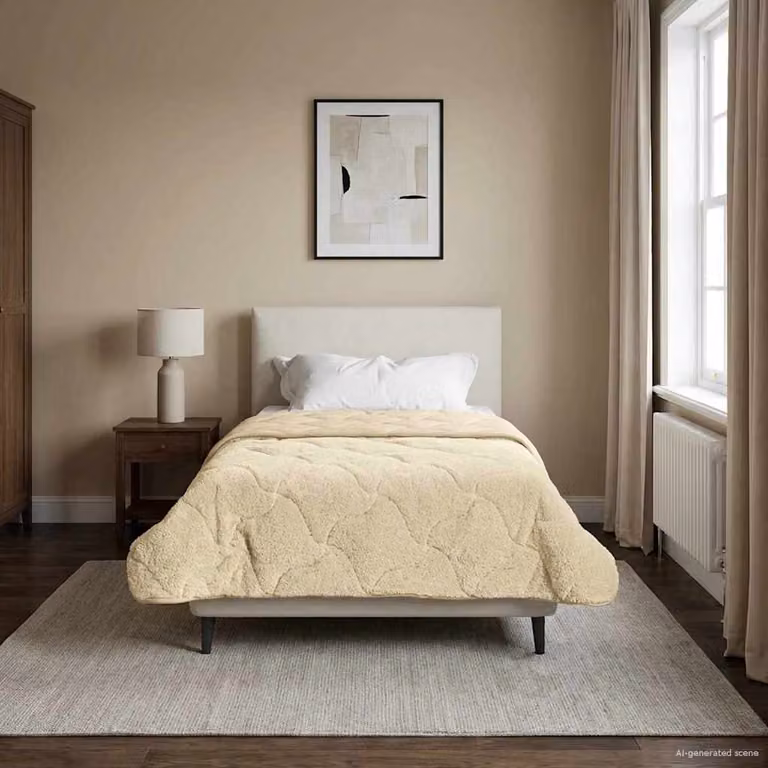 Piumino estivo vidaXL in microfibra traspirante e reversibile, colore beige, L: 155 cm x P: 200 cm