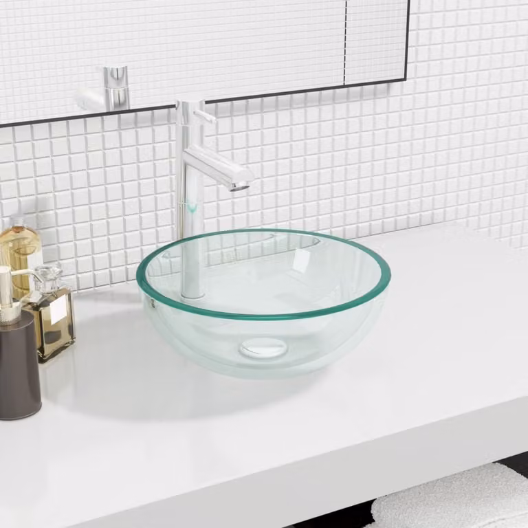 The Living Store Lavabo in vetro temperato 30x12 cm trasparente
