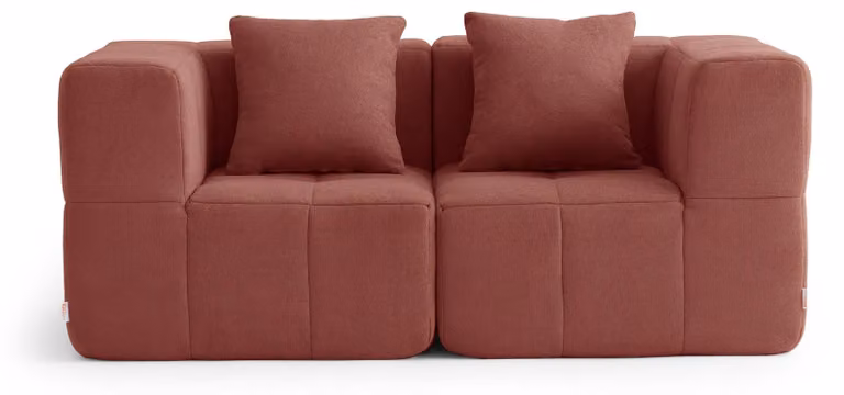 DIVANO MODULARE MILYSOFA SOFABULOUS, lineare, a 2 posti, rivestito in tessuto bouclé di alta qualità, colore terracotta