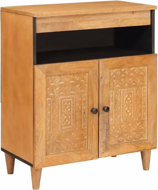 Credenza Buffet e Armadio da Cucina o Soggiorno vidaXL in Legno di Mango Marrone Opaco L/P/H: 60 x 33.5 x 75 cm