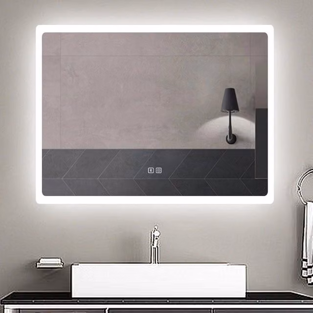 Aica Specchio da bagno a LED con Bluetooth 80 x 60 cm + 3 colori di luce regolabili + tasti a sfioramento