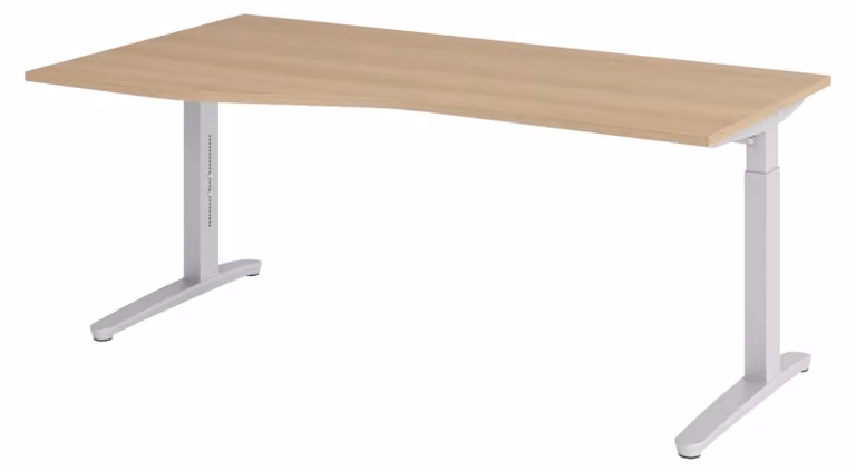 bümö Scrivania Serie-XB - Struttura: argento, dimensioni: 180 x 100 cm, finitura: rovere
