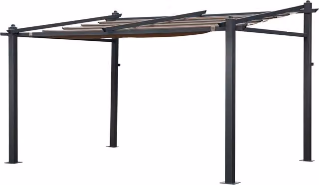 Pergola a parete 3 × 4 m FRÉJUS taupe - struttura in alluminio