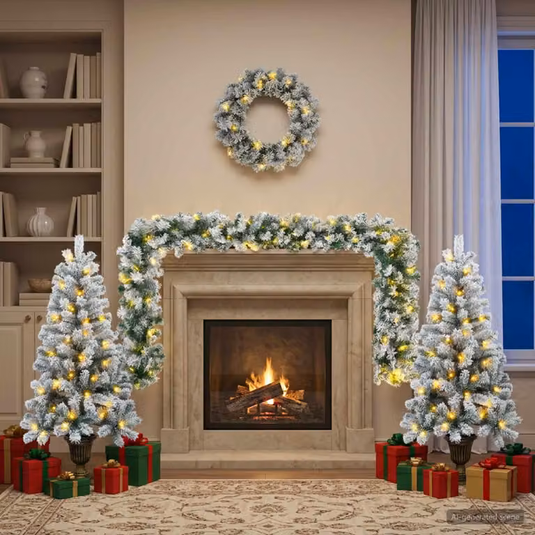 Albero di Natale mini, 120 cm, 175 LED, luce bianca calda, materiale: PVC, colore: bianco