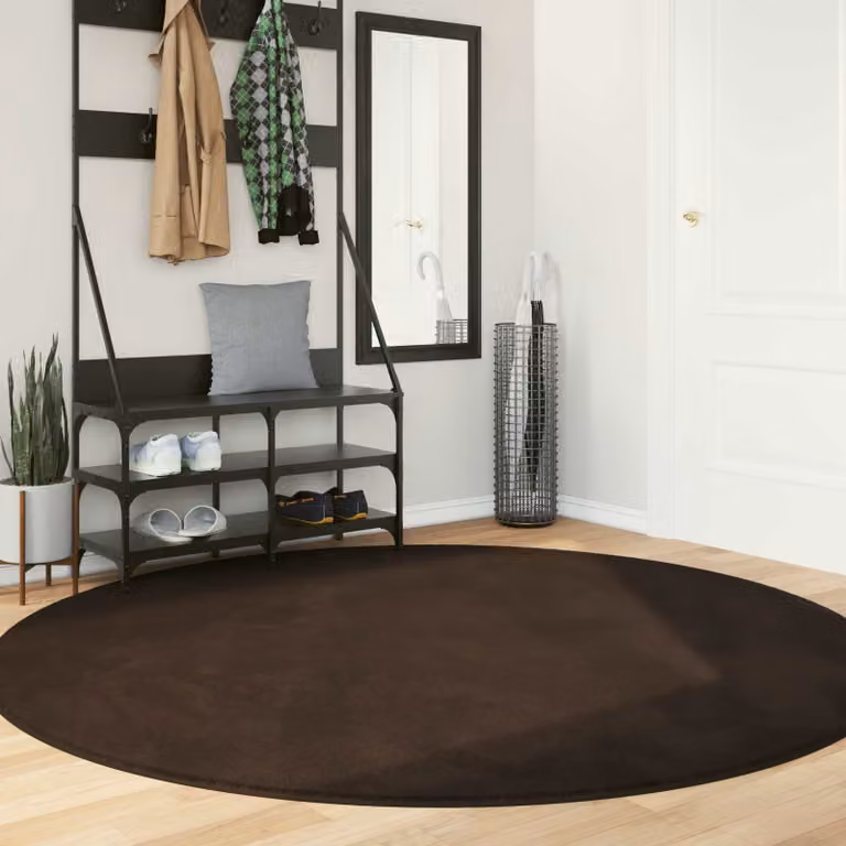 Tappeto rotondo moderno vidaXL HUARTE marrone in poliestere lavabile Ø 200 cm
