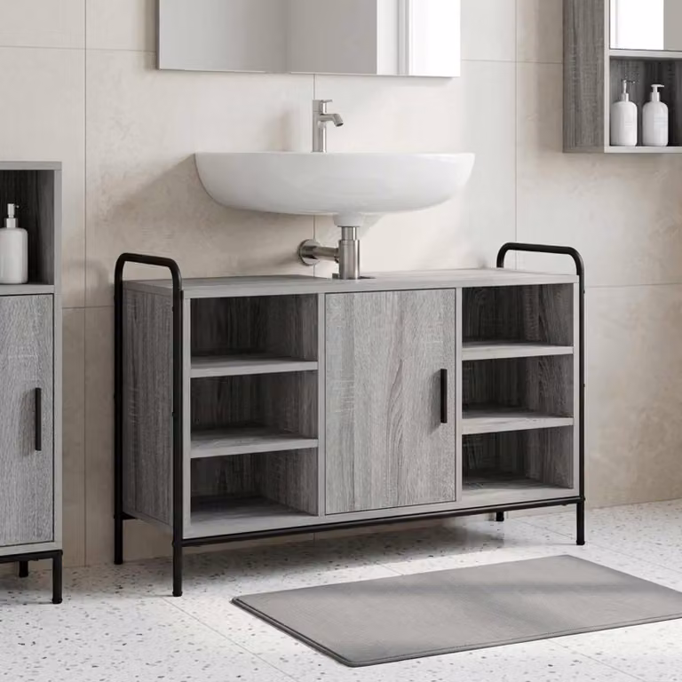 vidaXL Mobile da Bagno Sonoma grigio 95 x 34 x 61 cm