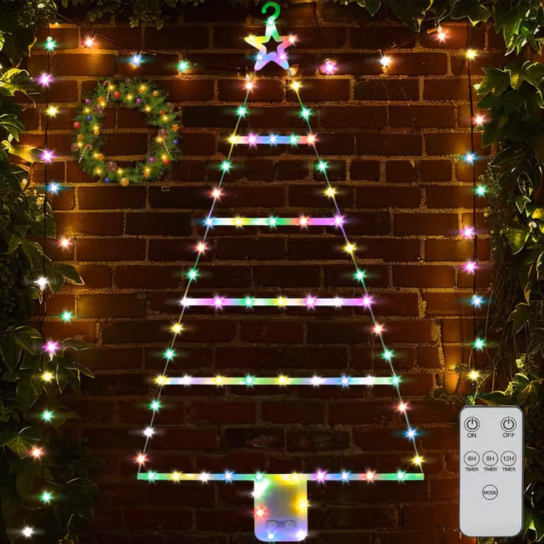 Albero decorativo a forma di candela a LED, 90 cm, multicolore, 8 modalità, timer, grado di protezione IP65