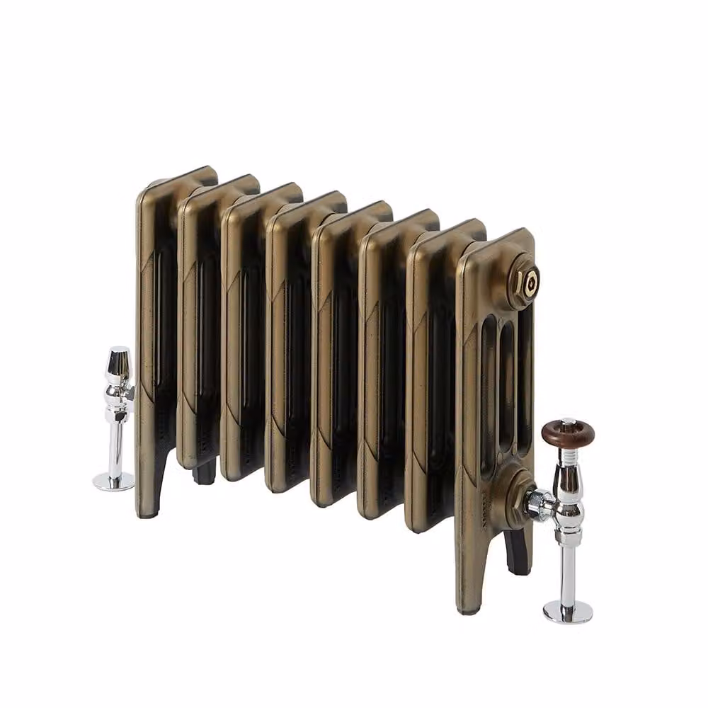 Radiatore in Ghisa a 4 Colonne - Ottone Naturale - H 460mm x L 263mm x P 140mm - Mercury
