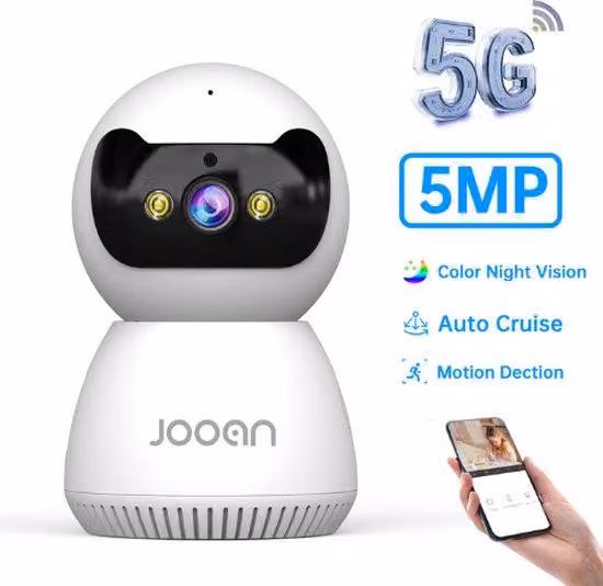 Sistema di monitoraggio e sicurezza per neonati con telecamera da 5 MP - Monitor di sorveglianza Wi-Fi 5G con angolo di visione di 355° e memoria interna da 64 GB.