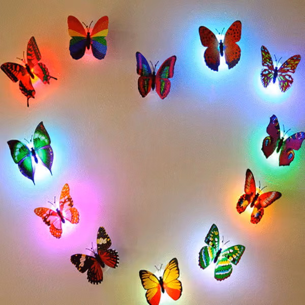 Miico Colore che cambia LED Flash Farfalla Luce notturna Luci decorative Adesivi 3D Home Decor