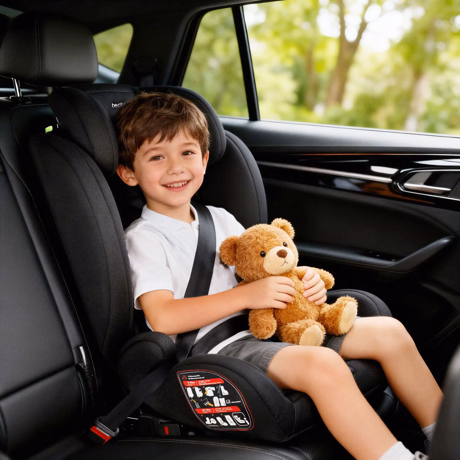 Seggiolino auto Tectake con ISOFIX, omologazione i-Size per bambini da 100 a 150 cm, orientamento fronte strada, grigio e nero – 2