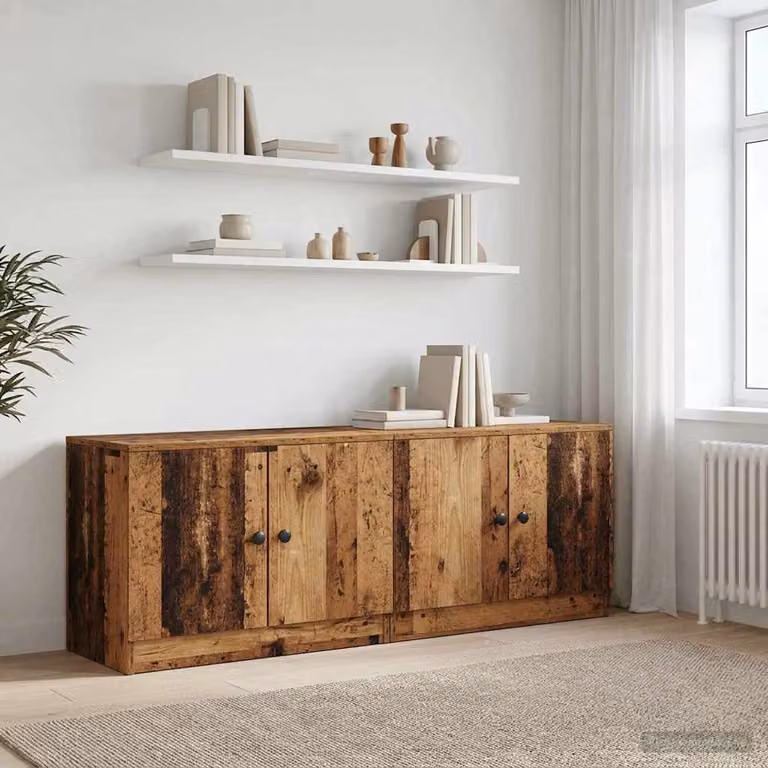 Set di 2 armadi da stoccaggio vidaXL per letto a soppalco in legno color marrone antico con ante a battente