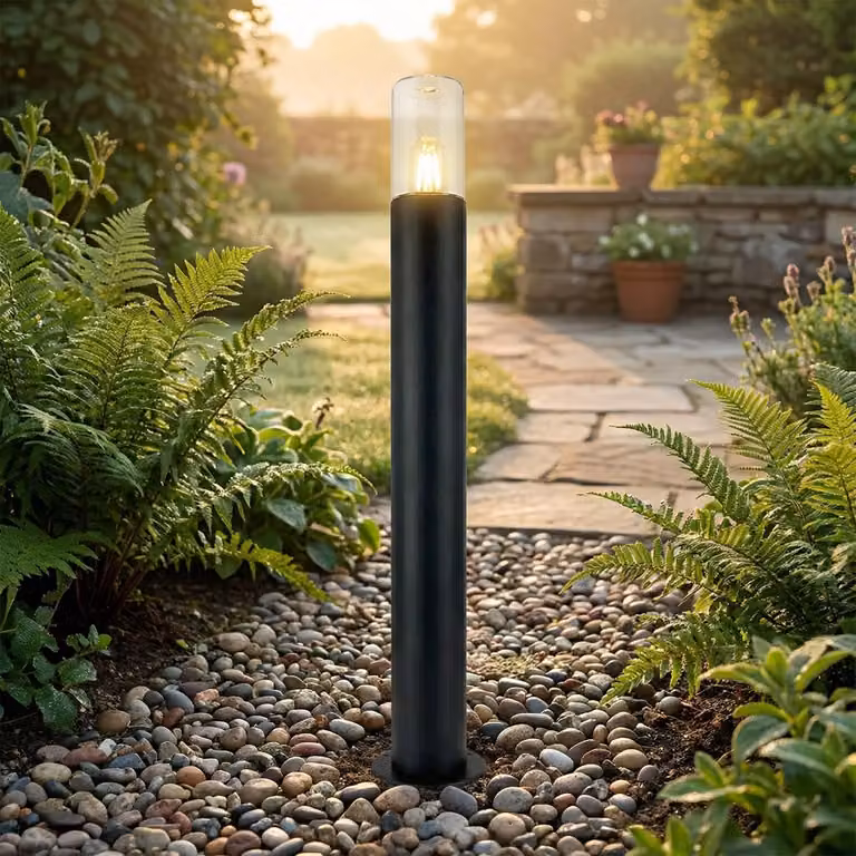 Lampada da esterno in alluminio, grado di protezione IP44, 80 cm, attacco E27, colore grigio, adatta per illuminazione di vialetti