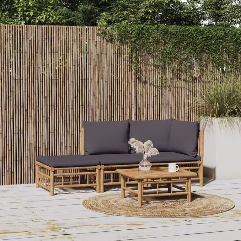 Maison Exclusive - Set da giardino a 3 pezzi con cuscini grigio scuro in bambù