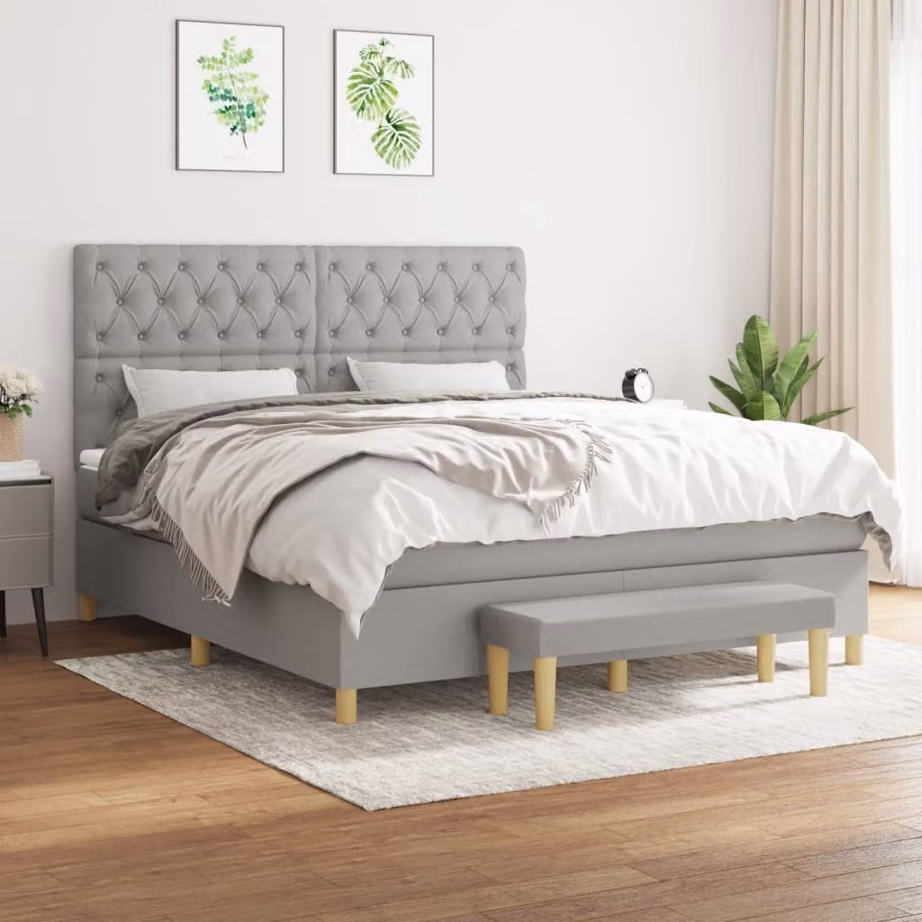 Maison Exclusive - Giroletto a Molle con Materasso Grigio Chiaro160x200 cm Tessuto