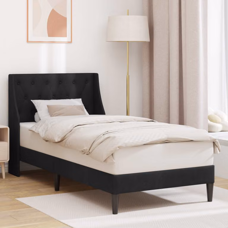 Struttura del letto con testiera vidaXL in velluto nero, L 80 x P 200 cm