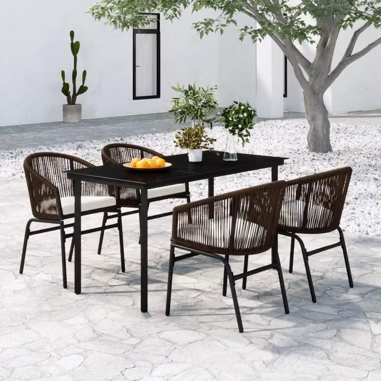 Maison Exclusive - Set da pranzo da giardino a 5 pezzi, marrone