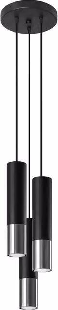 Lampadario a sospensione moderno Loopez Sollux Lighting in metallo nero e cromo con 3 luci GU10 e altezza regolabile – 1