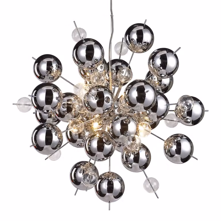 Näve Lampada a sospensione in vetro Wakusei, dimmerabile, Cromo / Argento, Soggiorno / Sala da pranzo, Vetro, Moderno, Lampada a sospensione
