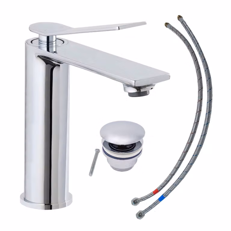 Miscelatore per lavabo della collezione SCHÖNER WOHNEN VIOLA M, cromo, rubinetto adatto ai lavabi a parete del vostro bagno
