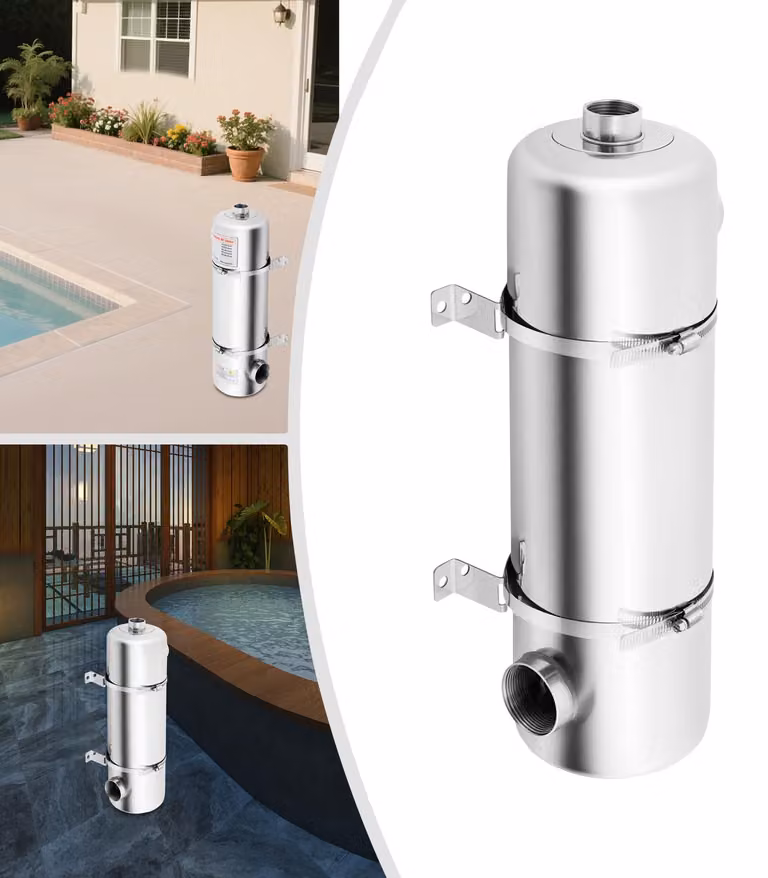 Scambiatore di calore per piscina, da 60 kW a 200 kBtu, in acciaio inossidabile 304, autoportante, adatto per piscine e spa