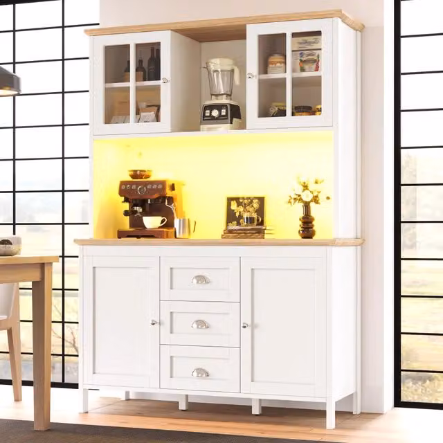 Armadio REDOM Moderno Bianco con LED, 4 Ante e 3 Cassetti, L/P/H: 120 x 40 x 179 cm