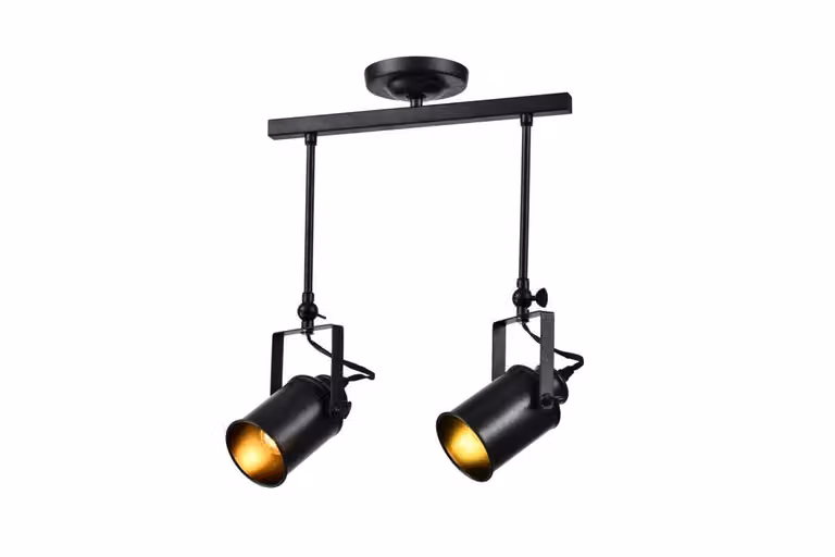 GTV - Lampada da soffitto DEMIR 2,3994, AC220-240V, 50/60Hz, 2*E27, IP20, doppia, nera