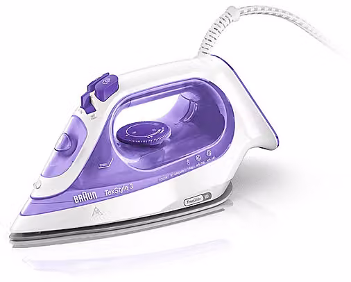 Ferro a vapore Braun TexStyle 3 SI3042VI viola con piastra in SuperCeramic, potenza 2350 W e sistema anticalcare integrato