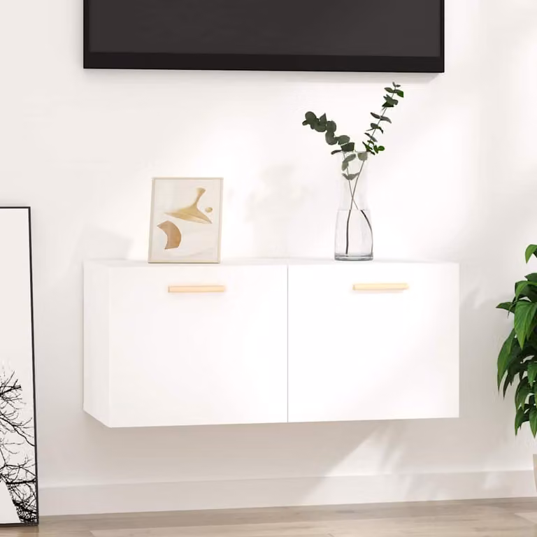 Mobile da parete vidaXL in legno bianco stile scandinavo L 80 cm, P 35 cm, H 36,5 cm