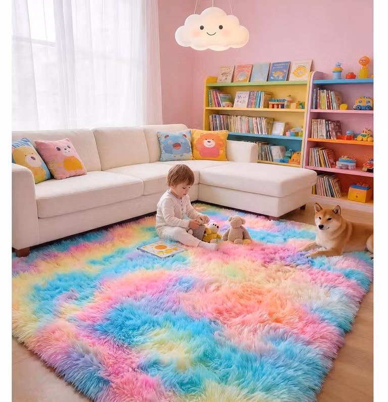 Tappeto per soggiorno, motivo arcobaleno, 200 x 300 cm, forma rettangolare