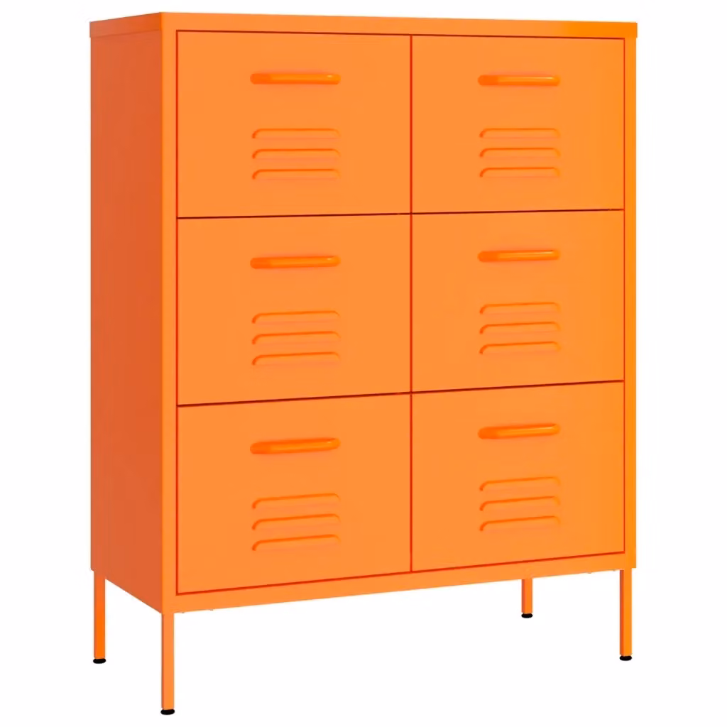 Cassettiera vidaXL in metallo arancione L: 80 cm, P: 35 cm, H: 101,5 cm – 2