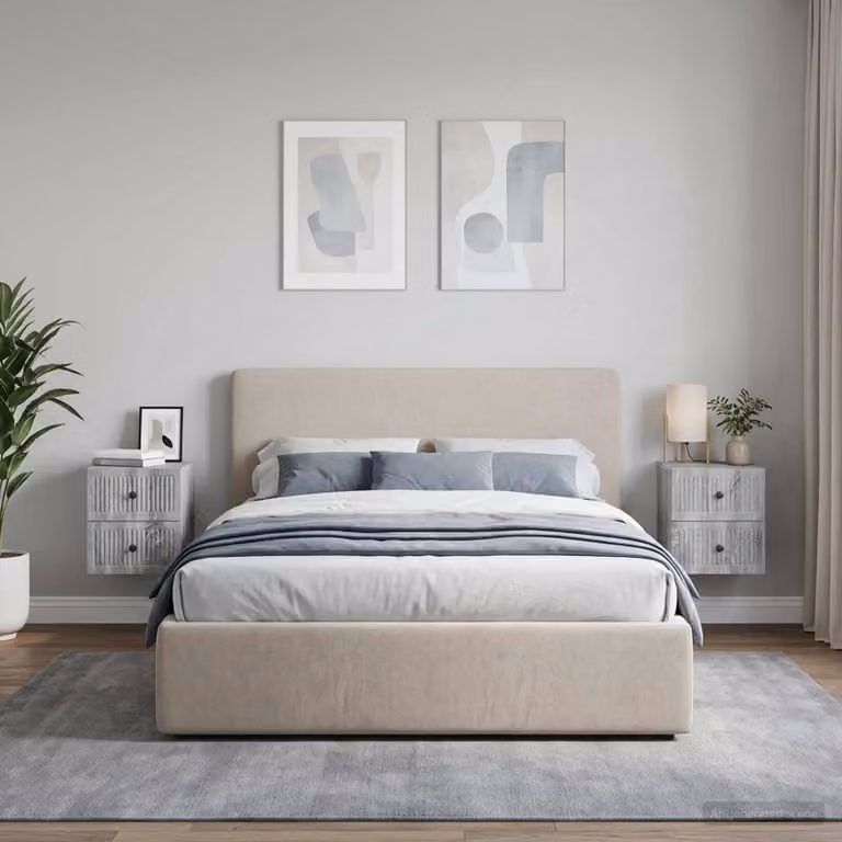 Set di 2 comodini sospesi vidaXL in stile moderno, colore Grigio, L 33 cm x P 34,5 cm x H 40 cm