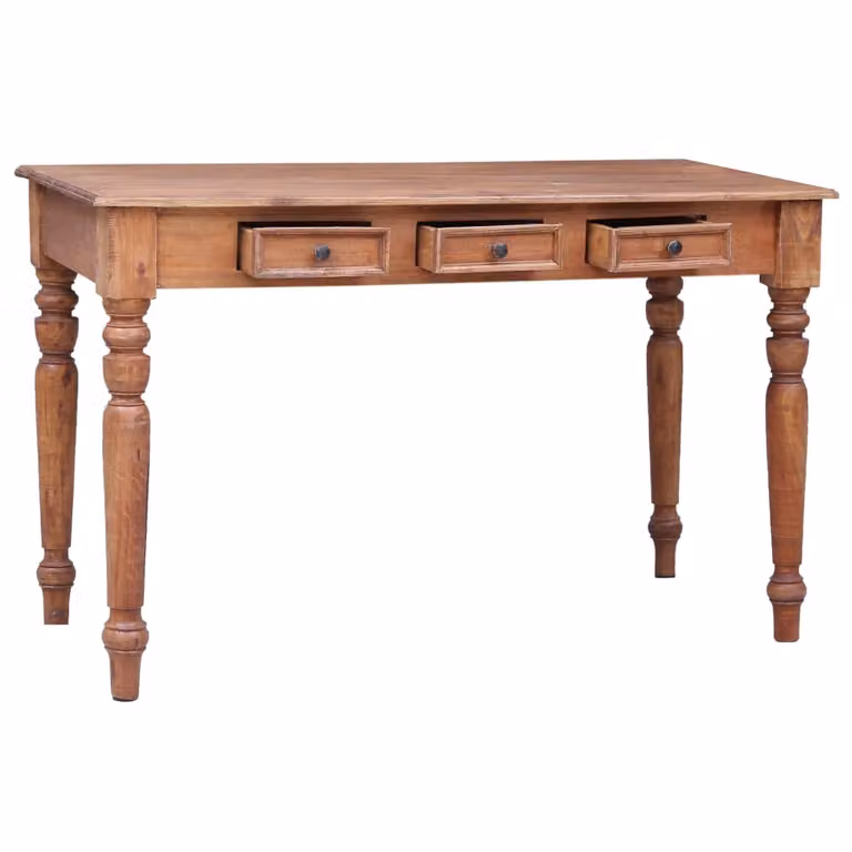 The Living Store Scrivania con cassetti 117x57x75 cm in legno massiccio antico