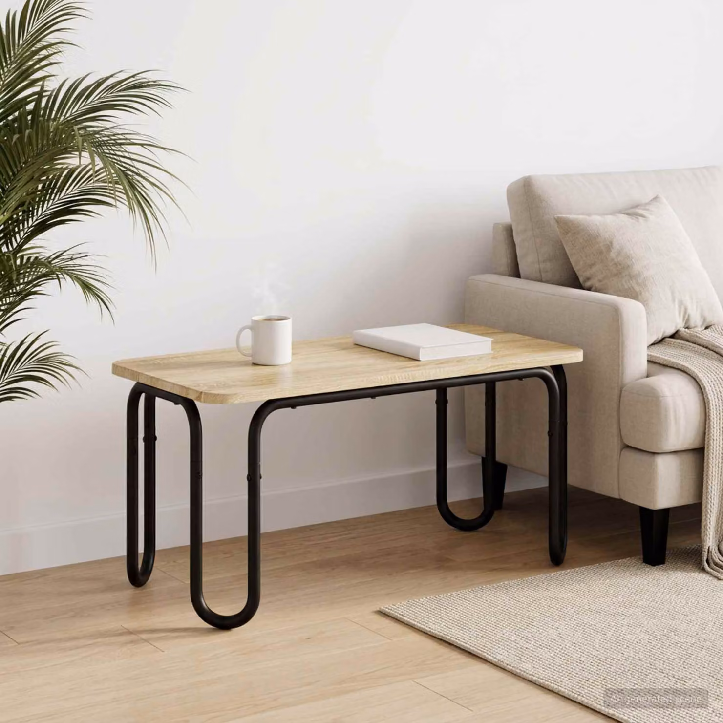 vidaXL Tavolino da salotto moderno in legno e metallo marrone L: 100 cm, P: 50 cm, H: 45 cm