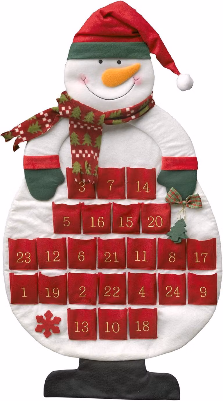 Calendario dell'Avvento a forma di pupazzo di neve