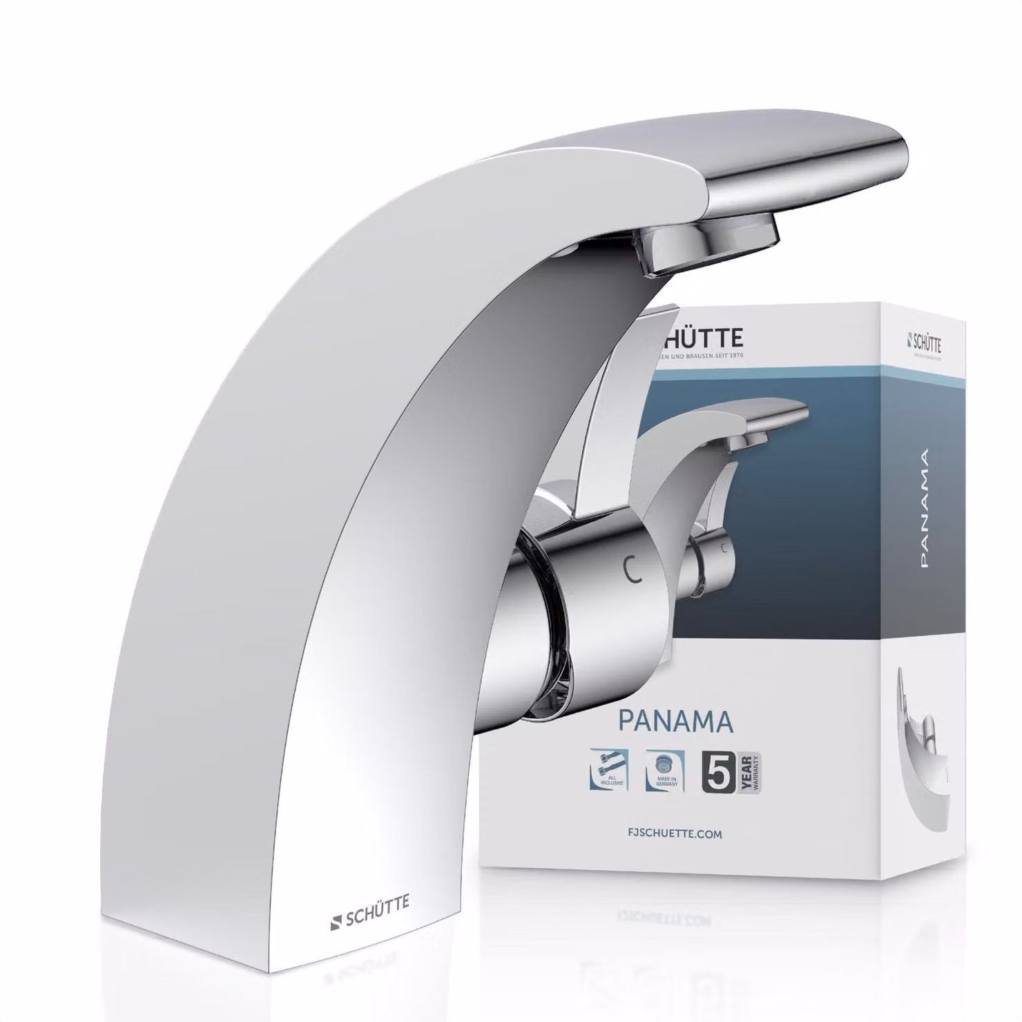 Rubinetto per lavabo cromato dal design elegante