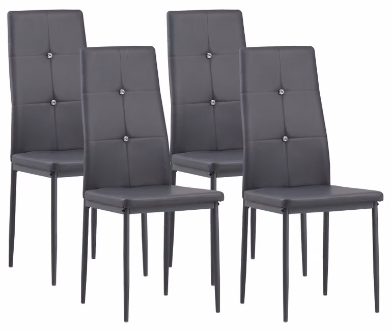 Albatros sedie da sala da pranzo DIAMOND set di 4, grigio - Elegante look a diamante, sedia imbottita, rivestimento in Pelle finta, design moderno ed elegante per il tavolo da pranzo - sedia da cucina, sedia da sala da pranzo con elevata capacità di caric