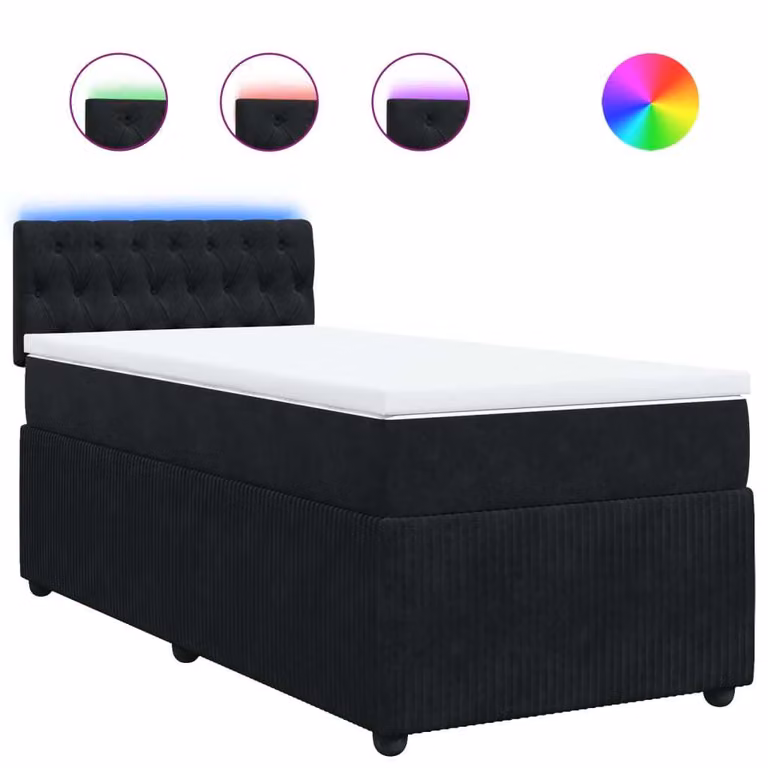 Giroletto a Molle con Materasso Nero 90x200 cm in Velluto
