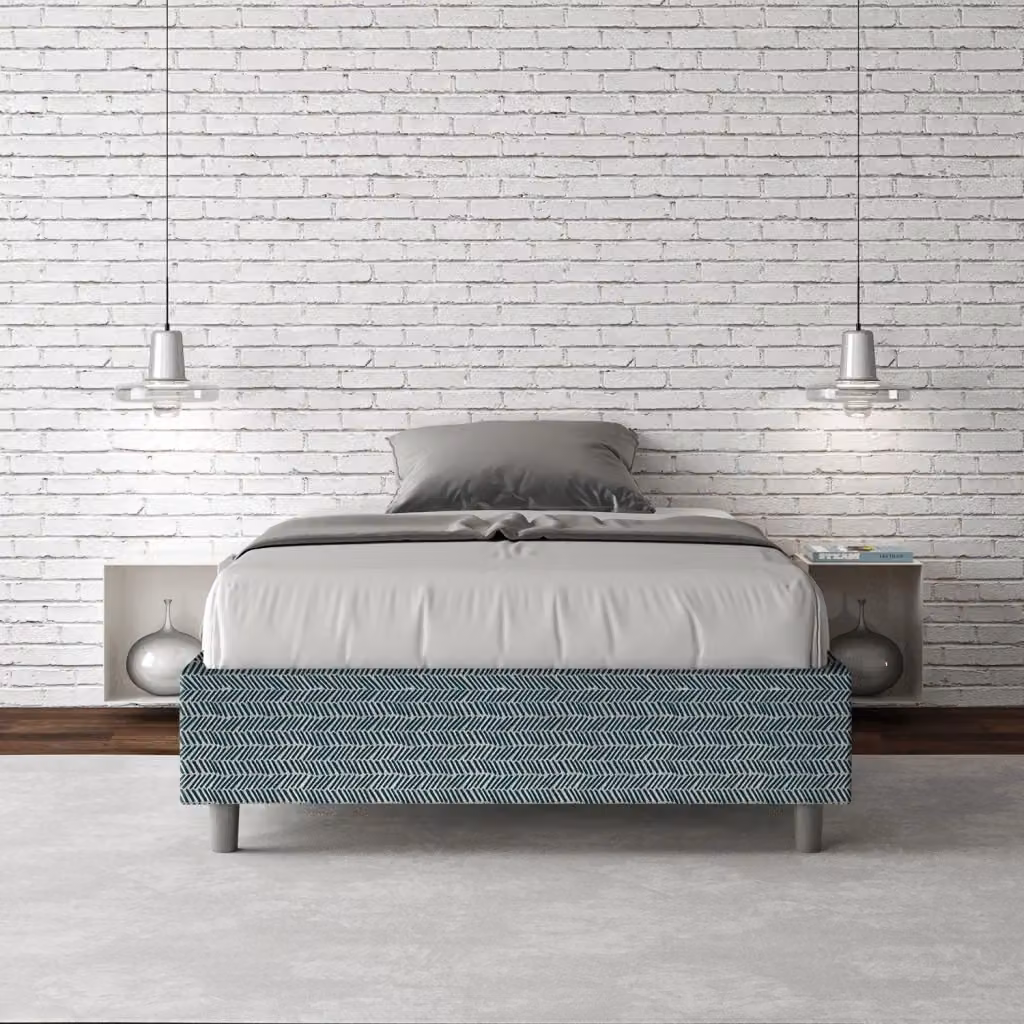 Letto Sommier 1 Piazza e Mezzo Azelia Aragona con Rete e Contenitore Blu L/P/H: 120 x 210 x 39 cm – 2