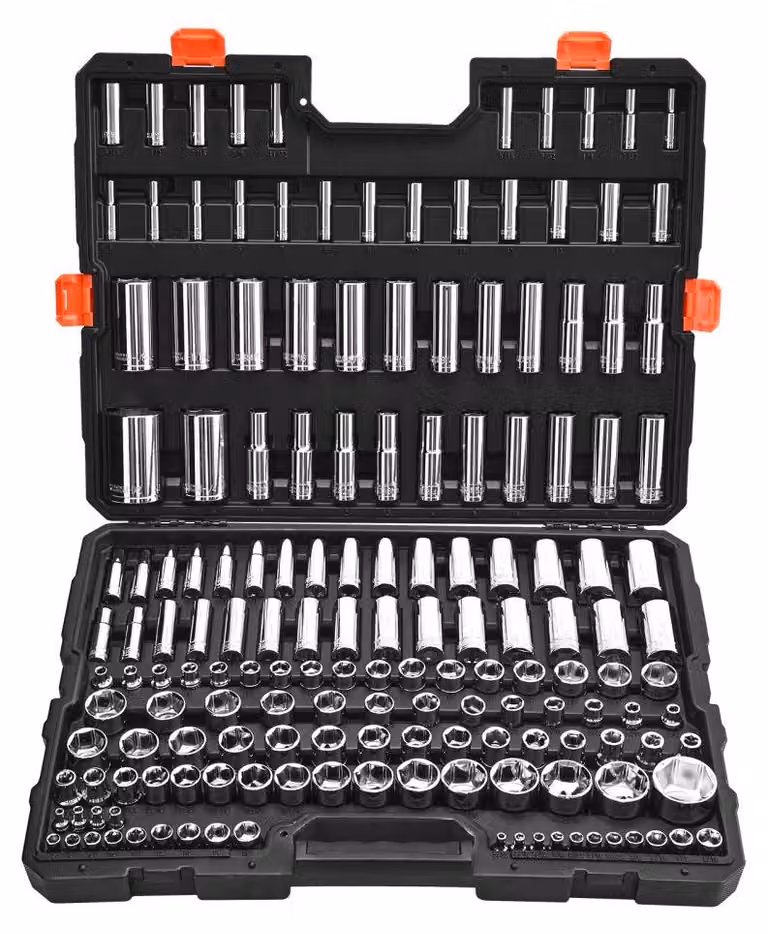 Set di chiavi a bussola da 163 pezzi - azionamento da 3/8, 1/4 e 1/2 pollici - acciaio legato CR-V