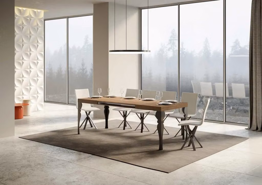 Tavolo allungabile moderno Itamoby in legno e metallo, colore quercia e antracite, L/P/H: 140 x 90 x 77 cm (estendibile fino a 400 cm) – 2