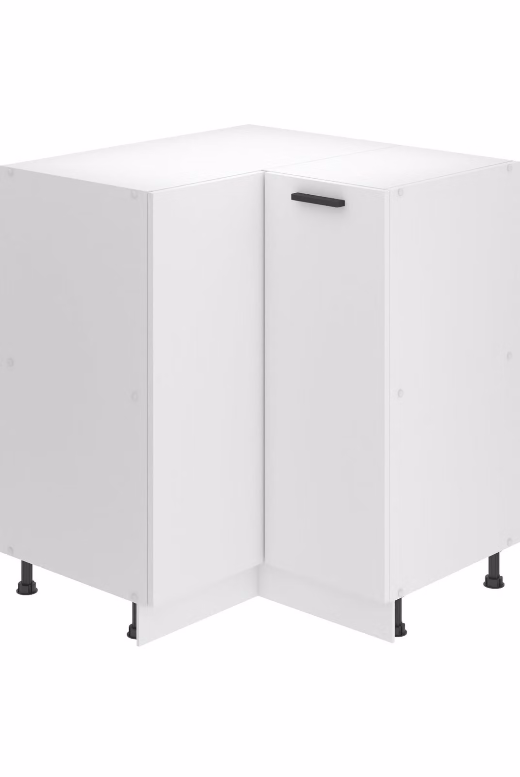 Base da cucina Belini, base da cucina larga 90 cm. Base per cucina SNP senza piano di lavoro. Mobile da cucina ad angolo con 1 anta, bianco opaco