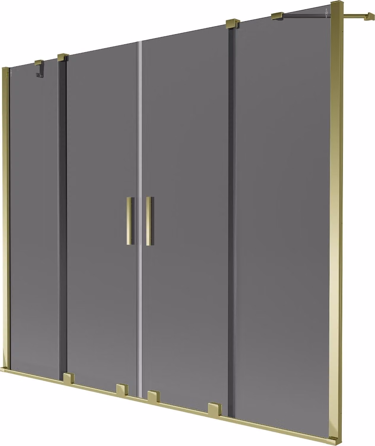Mexen Velar Duo paratia per vasca da bagno a 2 ante scorrevoli 190 x 150 cm, grafite, oro - 896-190-000-42-50