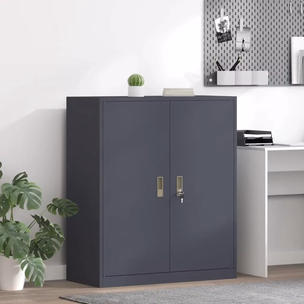 Armadio in acciaio Design In antracite con ante a battente e serratura L/P/H: 90 x 40 x 105 cm – 2
